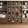 Modern Built in Wooden Bookshelf With Arched Niches for Dolls Books and Decorations