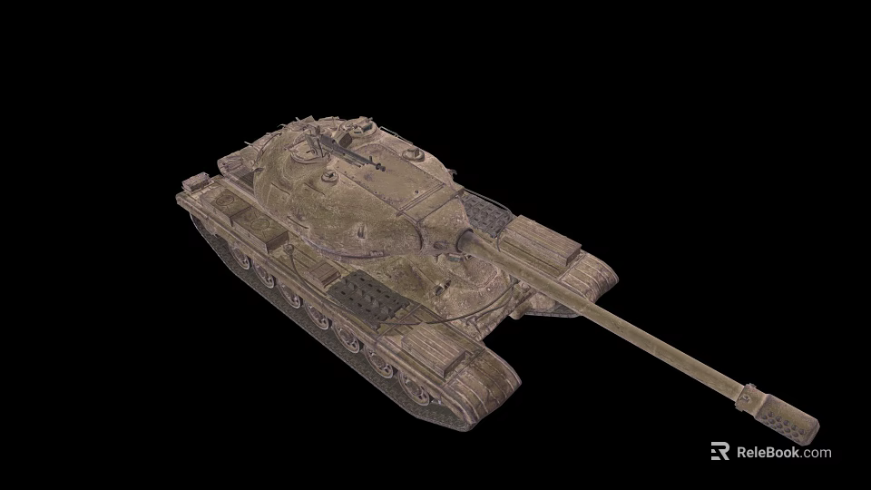 Armored Military Tank Vehicle With Heavy Duty Tracks And Long Cannon 3d model 