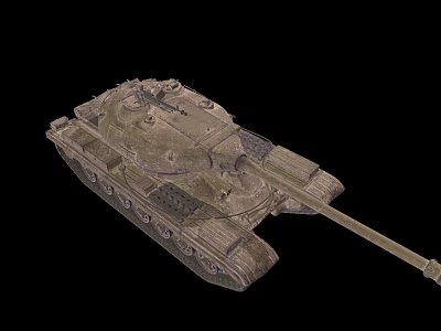 Armored Military Tank Vehicle With Heavy Duty Tracks And Long Cannon 3d model