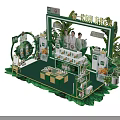 New Generation Organic Products Display Booth With Green Plants And Models 3d model