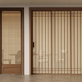 Middle-style sliding door Wooden sliding door Rattan sliding door Triple-linkage sliding door 3d model