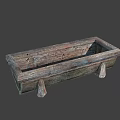 Rustic Wooden Rectangular Garden Planter With Natural Wood Grain And Simple Legs