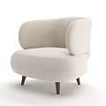Modern Beige Single Sofa With Curved Armrest And Black Slender Legs