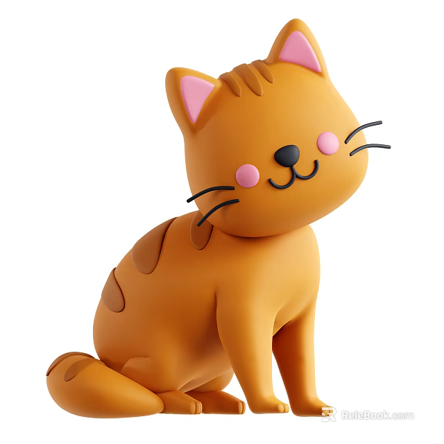 Cute Orange Reptile Stuffed Toy With Pink Cheeks And Smiling Expression 3d model 