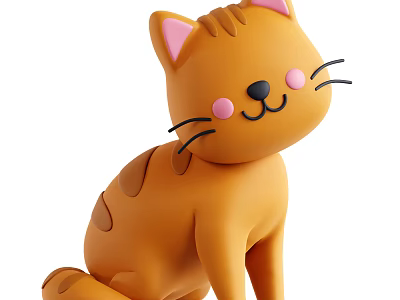 Cute Orange Reptile Stuffed Toy With Pink Cheeks And Smiling Expression 3d model
