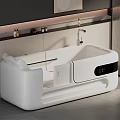 Smart Modern Bathtub In Minimalist Bathroom With Storage And Lighting