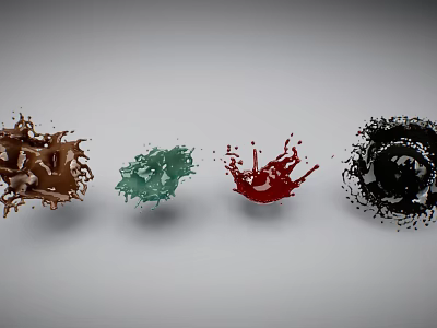 Colorful Garden Ornaments With Brown Green Red And Black Splash Patterns 3d model
