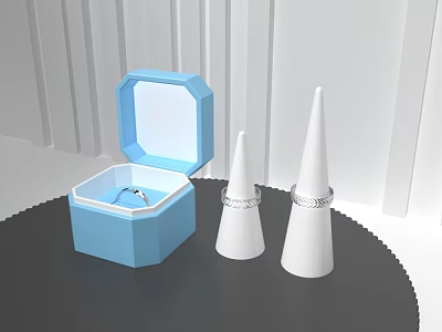 Platinum Jewelry Sterling Silver Jewelry Diamond Ring Combination 3d model