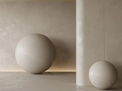 Minimalist Wall With Spherical Decor And Ambient Lighting 3d model
