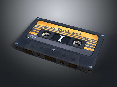 Vintage Computer Data Storage Cassette Tape With Black And Yellow Awesome Mix Design 3d model