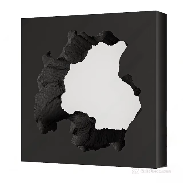 Irregular Shaped Mirror With White Reflective Surface On Black Background 3d model 