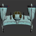 3D Rendered Starfighter With Light Blue Body And Brown Wings Engine Details