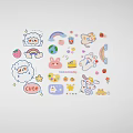 Cute Wall Decor With Sheep Rainbow Rabbit Strawberry And Star Stickers