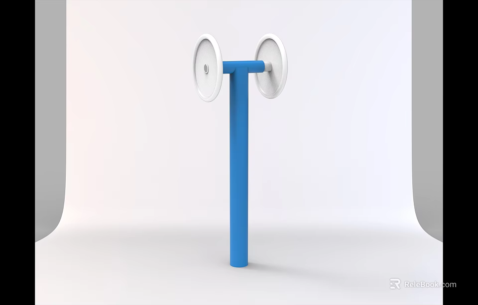 Outdoor Sports Fitness Equipment Featuring Blue Pole And White Circular Plates 3d model 