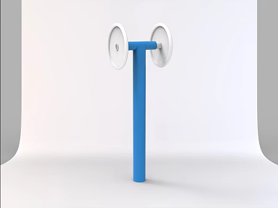 Outdoor Sports Fitness Equipment Featuring Blue Pole And White Circular Plates 3d model