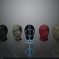 Different Style Balaclavas Collection With Black Camouflage Red And Blue Glowing Lines