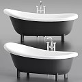 Elegant Black And White Freestanding Bathtubs With Modern Chrome Faucet Design