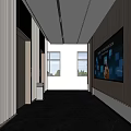 Modern Elevator Lobby With Wooden Walls And Digital 3d model