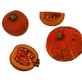 Ripe Organic Whole and Sliced Pumpkins with Visible Seeds and Flesh