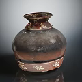 Vintage Home Decor Furniture Brown Ceramic Vase With Gold Floral Patterns