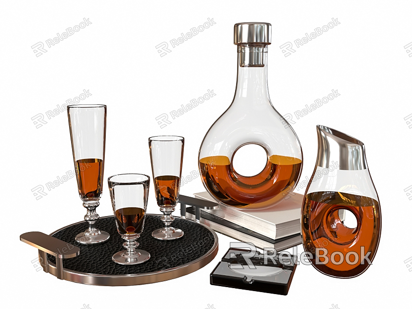 Modern wine bottle glass wine container model