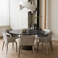 Modern Dining Table and Chair Combination Round Dining Table Metal Dining Table and Chair Ornaments 3d model