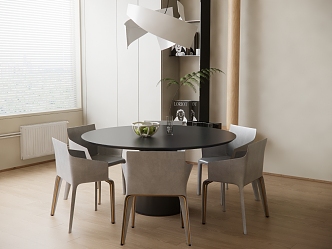 Modern Dining Table and Chair Combination Round Dining Table Metal Dining Table and Chair Ornaments 3d model