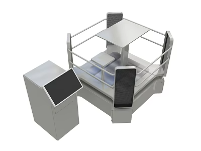 Industrial Platform With Railings Featuring Control Console And Digital Display Screen 3d model