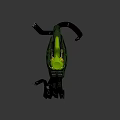 Sci Fi Character Creature With Mechanical Green Armor Yellow Parts And Black Cables
