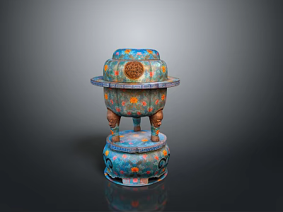 Intricate Chinese Traditional Sculpture Carving With Multi Layered Structure Colorful Patterns And Animal Supports 3d model