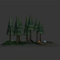 Forest Camping Natural Scene With Green Trees Canvas Tent Warm Light And Ground Stones