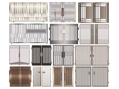 Various Modern Gate Designs With Metal Grilles And Decorative Patterns 3d model