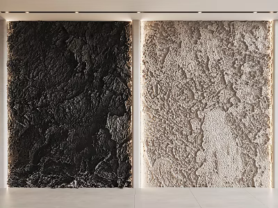 Contemporary Textured Background Wall Design With Black And Beige Finishes And Lighting 3d model