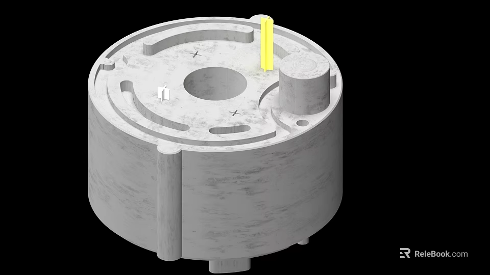 Industrial Equipment Cylindrical Structure With Holes Grooves And Components Design 3d model 