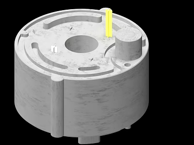 Industrial Equipment Cylindrical Structure With Holes Grooves And Components Design 3d model
