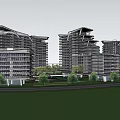 Modern High Rise Residential Buildings With Glass Curtain Walls Balconies Green Spaces And Roadways