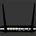 Wireless Router With Dual Antennas Ethernet Ports And LED Indicators 3d model