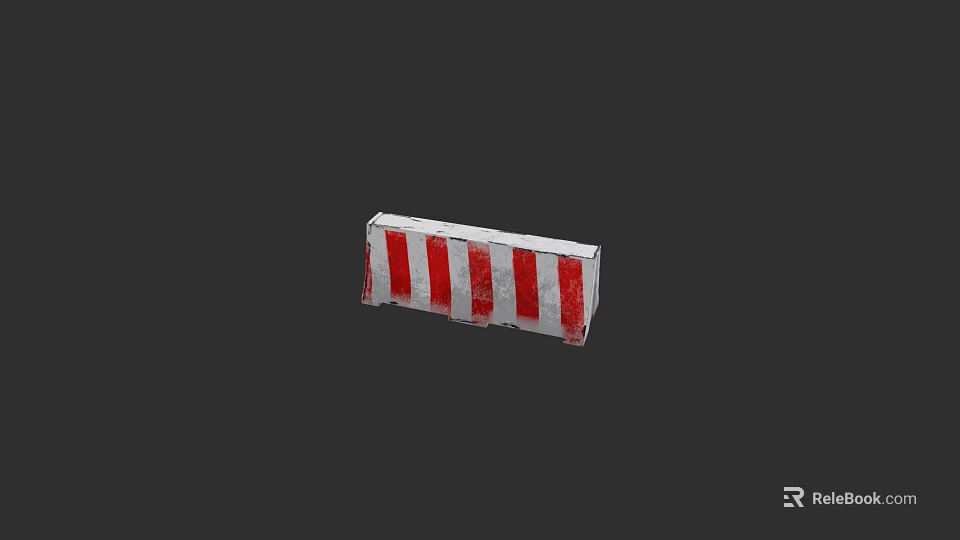 Sturdy Red and White Striped Traffic Barrier for Safety and Road Control 3d model 