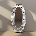 Modern Silver Frame Mirror With Hole Decorated Design And Unique Shape For Interior Wall Decor 3d model