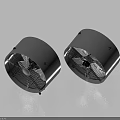 Two Black Air Conditioning Fans With Round Mesh Cover And Modern Design