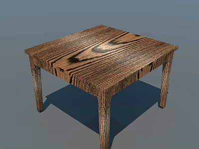 Wooden Square Table With Natural Wood Grain Surface And Sturdy Legs 3d model