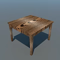 Wooden Square Table With Natural Wood Grain Surface And Sturdy Legs