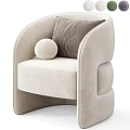 Modern Light Beige Single Sofa With Accent Pillow And Round Cushion Design 3d model