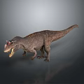 Realistic 3D Carnivorous Dinosaur With Head Crest Open Mouth And Brown Skin On Grey Background