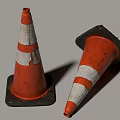 Road Facilities With Orange White Striped Traffic Cones Upright And Fallen