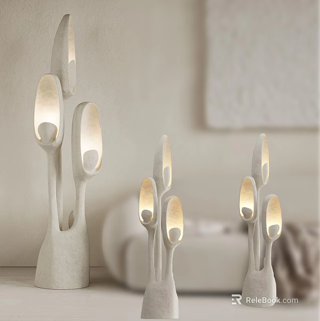 Abstract Shaped Floor Lamp With Modern Design And Warm Lighting For Indoor Living Space 3d model 