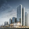 Modern High Rise Residential Building Exterior Design With Glass Curtain Walls And Urban Landscape