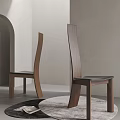 Modern Wooden Dining Chairs With Leather Seat Curved Backrest Slim Legs In Minimalist Indoor Space