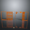 Durable Hardware Tools Orange Metal Frame Door Grille Designs On Grey Background With Reflections