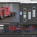 Red Semi Truck Featuring Dual Exhaust Pipes Shiny Cab And Black Tires